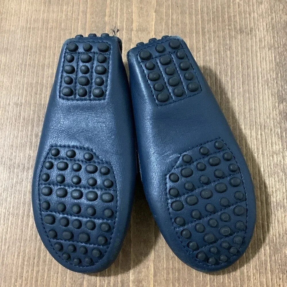 Kids Navy Blue‎ Leather Medusa Head Loafers Driving Shoes Size 26 EU 9-9.5 US